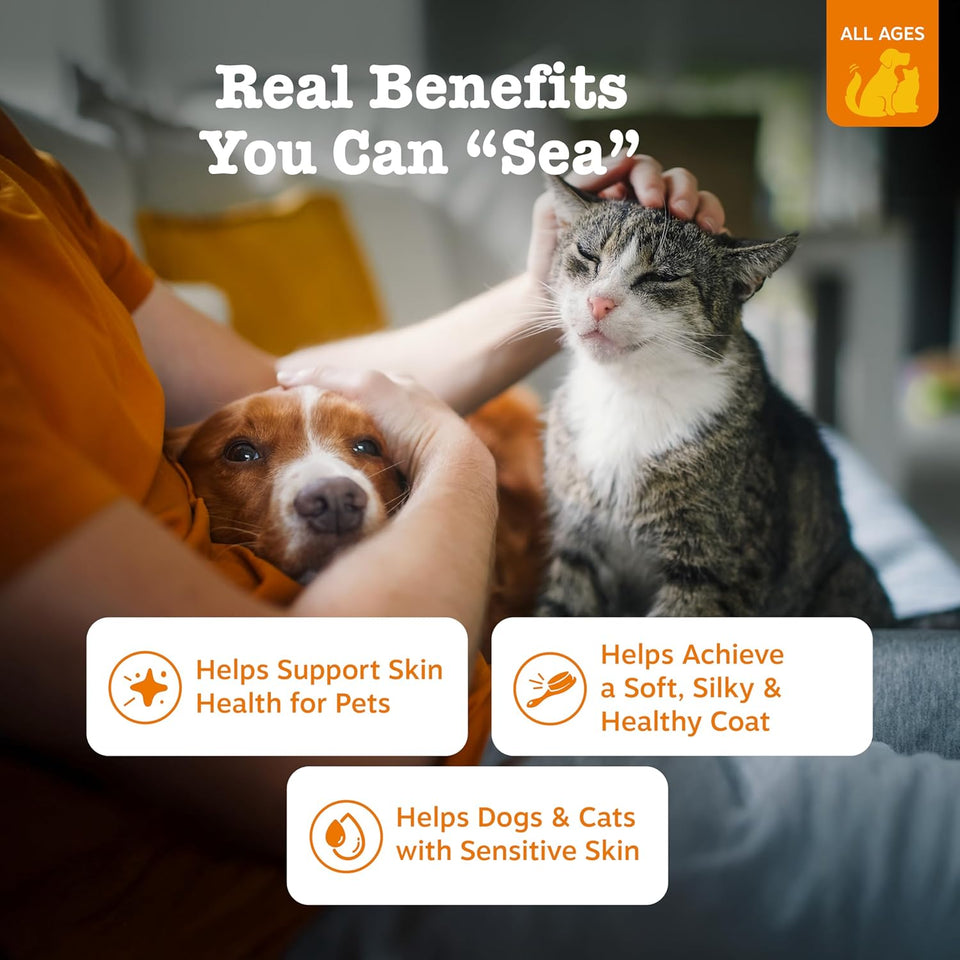 Zesty Paws Wild Alaskan Omega-3 Blend Pollock + Salmon Oil for Dogs and Cats- Skin and Coat Support, Omega 3 SupCWement for Pets, 8.5oz