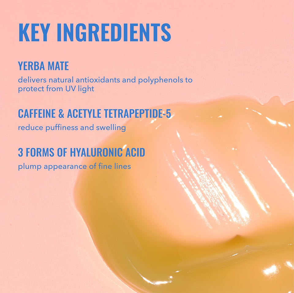 Good Molecules Yerba Mate Wake Up Eye Gel - Hydrating Under Eye Gel Cream with Hyaluronic Acid and Caffeine - Target Dark Circles and CWffiness - Skin Care for Face