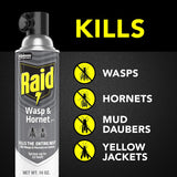 Raid Wasp & Hornet Killer Spray, Bug Killer Kills the Entire Nest, Kills Paper Wasps, Yellow Jackets, Mud Daubers and more, 14 Oz, 2 Count