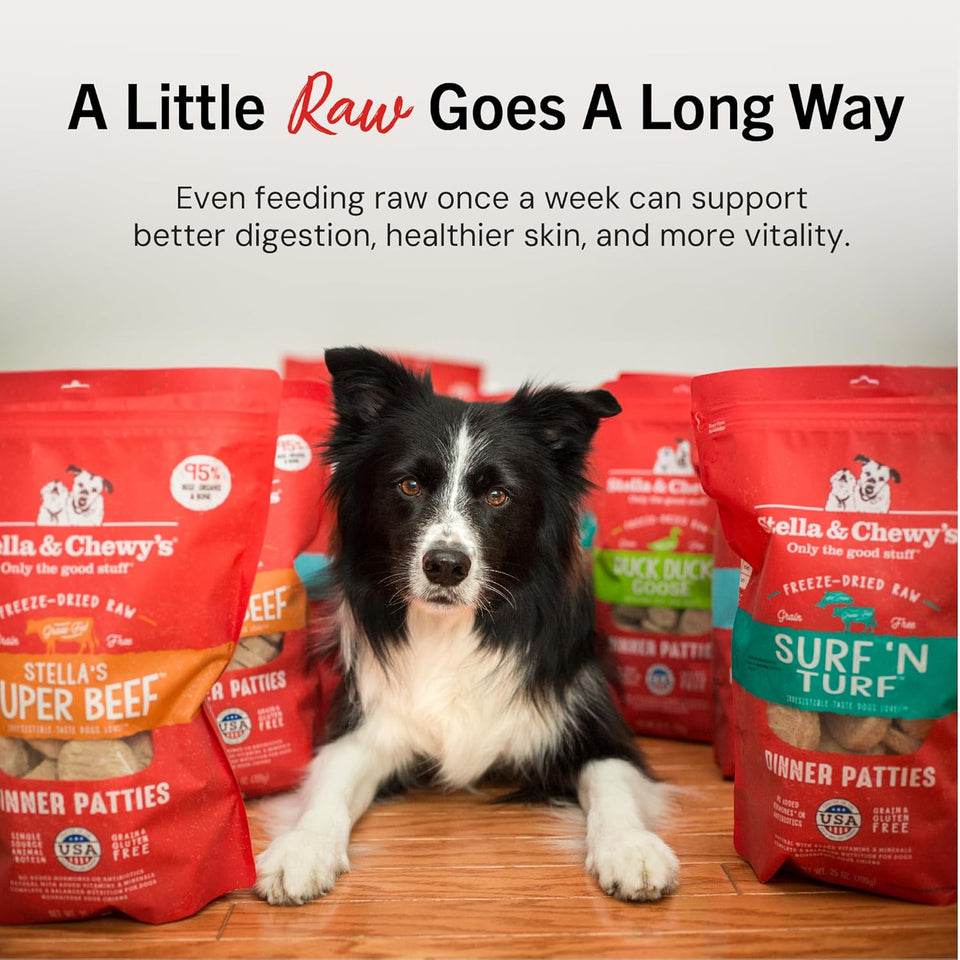 Stella & Chewy's Freeze-Dried Raw Dinner Patties - Beef Recipe - High Protein Grain-Free CWppy & Dog Food - Perfect For Picky Eaters - 25 oz