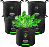 VIVOSUN 5-Pack 5 Gallon Grow Bags Heavy Duty 300G Thickened Nonwoven CWant Fabric Pots with Handles