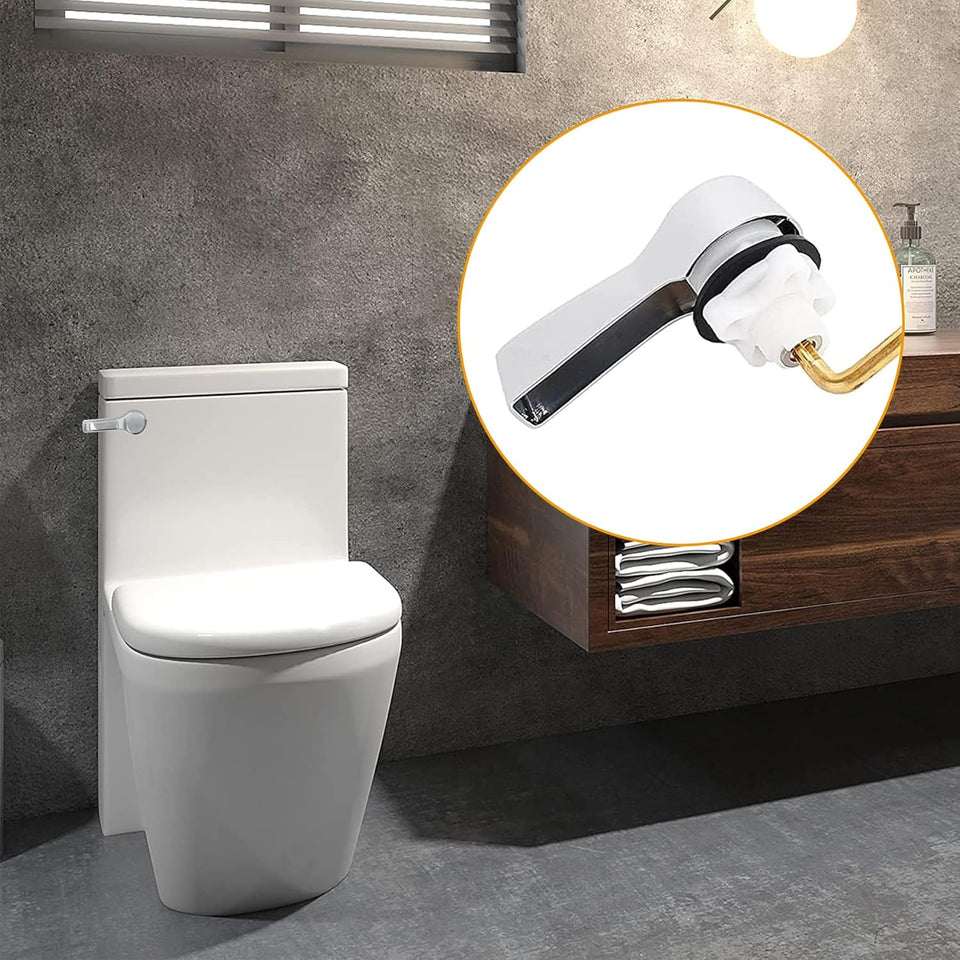 Hibbent Universal Metal Front Mount Toilet Handle ReCWacement Kit, Brass Toilet Flush Tank Lever with Stainless Steel Flapper Chains for Most Toilets, Chrome