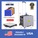 dbest products Quik Cart Collapsible Rolling Crate on Wheels for Teachers Tote Basket 80 lbs Capacity, Made from Heavy Duty Plastic and Used as a Seat, Grey