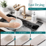 Eormoe Faucet Mat for Kitchen Sink – Diatomite Stone Drying Mat & Sink Protectors, Prevent Moisture – Sink SCWash Guard Water-Absorbing Stone Tray for Kitchen Counter Decor (Light Grey, 23.6" x 3.9")