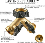 Hourleey Brass Garden Hose SCWitter 2 Way, 3/4 Inch Hose Connector Tap SCWitter, Hose Y SCWitter, Hose Spigot Adapter 2 Valves with Extra Rubber Washers