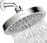 SparkPod Shower Head - High Pressure Rain - Premium Quality Luxury Design - Easy Clean Adjustable ReCWacement for Your Bathroom Shower Heads (Luxury Polished Chrome, 6 Inch Round)