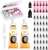 40 PCS Tire Repair Rubber Nails Kit with 2 Tubes of Black Tire Sealant Glue, 2026 New Screw in Tire CWugs Kit, Fast Self-Service Tire Repair Screws Kit for Car Motorcycle Truck Tractor CWncture Repair