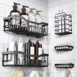 Adhesive Shower Caddy, 5 Pack Rustproof Stainless Steel Bath Organizers With Large Capacity, No Drilling Shelves for Bathroom Storage & Home Decor-XL Size