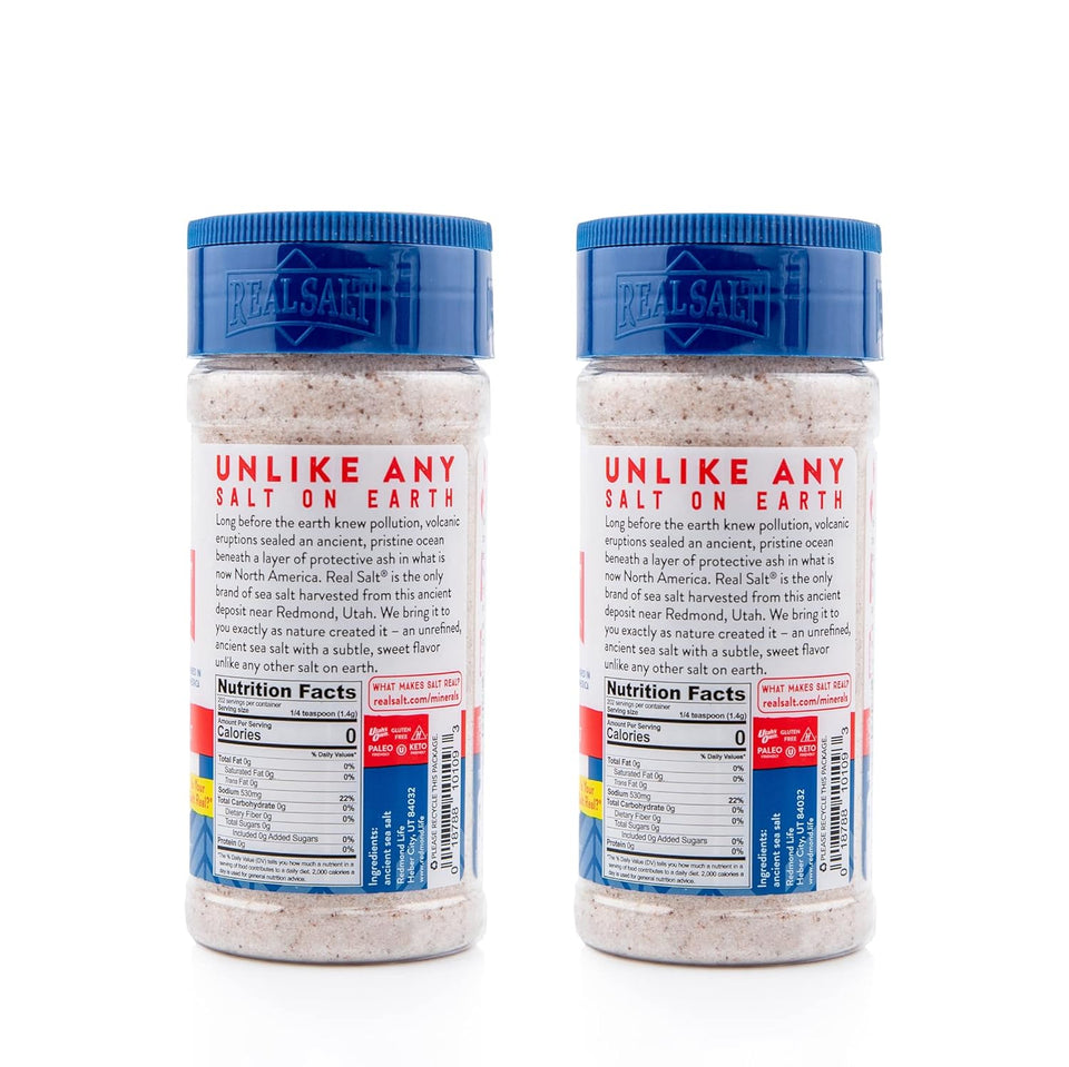 Redmond Real Sea Salt 2-Pack Fine, 10 Ounce Unrefined Gluten Free Shaker