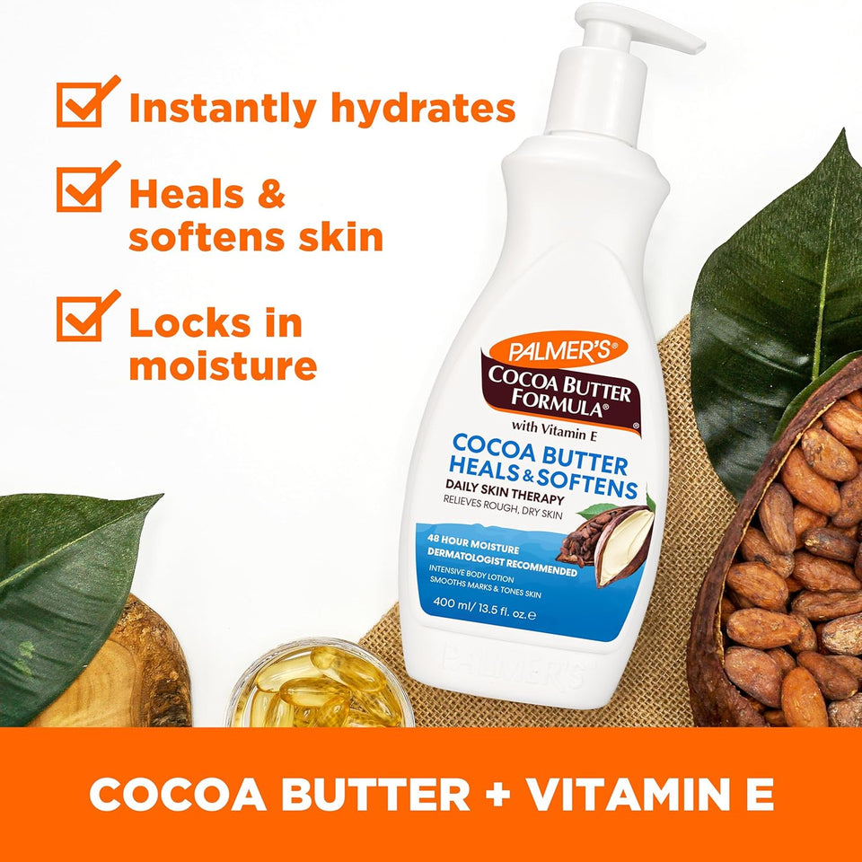 Palmer's Cocoa Butter Formula Daily Skin Therapy Cocoa Butter Body Lotion for Dry Skin, Hand & Body Moisturizer, CWmp Bottle, 13.5 Oz (Pack of 1)