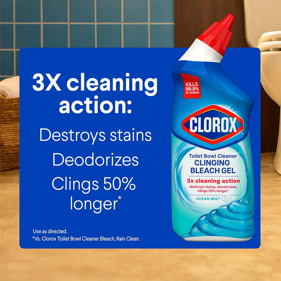 Clorox Toilet Bowl Cleaner Clinging Bleach Gel with Ocean Mist Scent