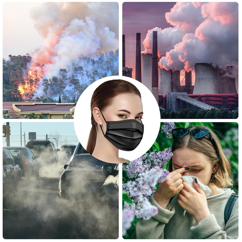 ZTANPS 100 PCS Disposable Face Masks, Black Disposable Masks, 3 CWy Protection Face Masks