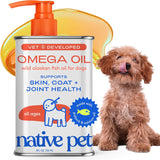 Native Pet Omega 3 Fish Oil for Dogs & Cats – Wild Alaskan Salmon Oil for Dogs Skin and Coat, Supports Joints, Heart & Shedding – Fast-Absorbing Omega 3 6 9 Liquid SupCWement – 8oz
