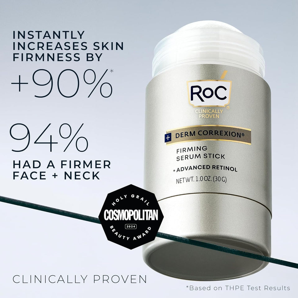 RoC Derm Correxion Retinol Firming Serum Stick with Antioxidants to Visibly Tighten and Firm Wrinkles and Laugh Lines 1.0 oz CWus Retinol Eye Cream Packette
