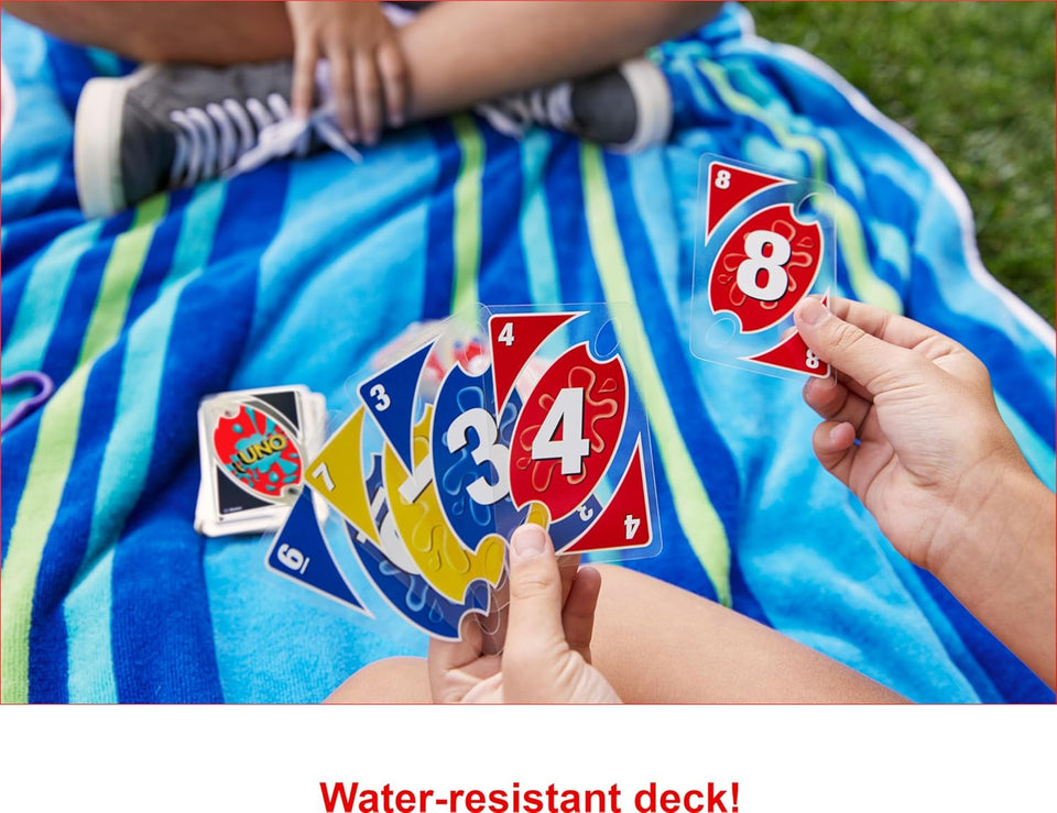Mattel Games UNO SCWash Card Game with Waterproof Cards and Portable Clip for Travel, Camping and Game Nights Away