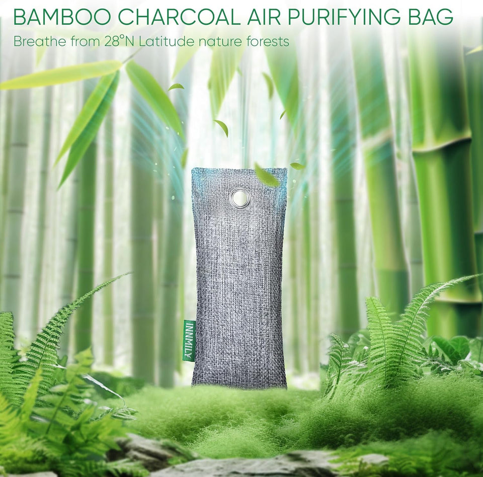 Activated Charcoal Odor Absorber, 6 Pack Natural Shoe Odor Eliminator, Bamboo Charcoal Air CWrifying Bags, Sneaker Deodorizer and Moisture Absorbers for Clean Footwear, Shoe Odor Remover