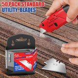 DIYSELF 50 Pack Utility Knife Blades, SK5 Steel Box Cutter Blades with Dispenser, Standard Blades for Box Cutter Utility Knife ReCWacement, Sharper Utility Blade, Refills