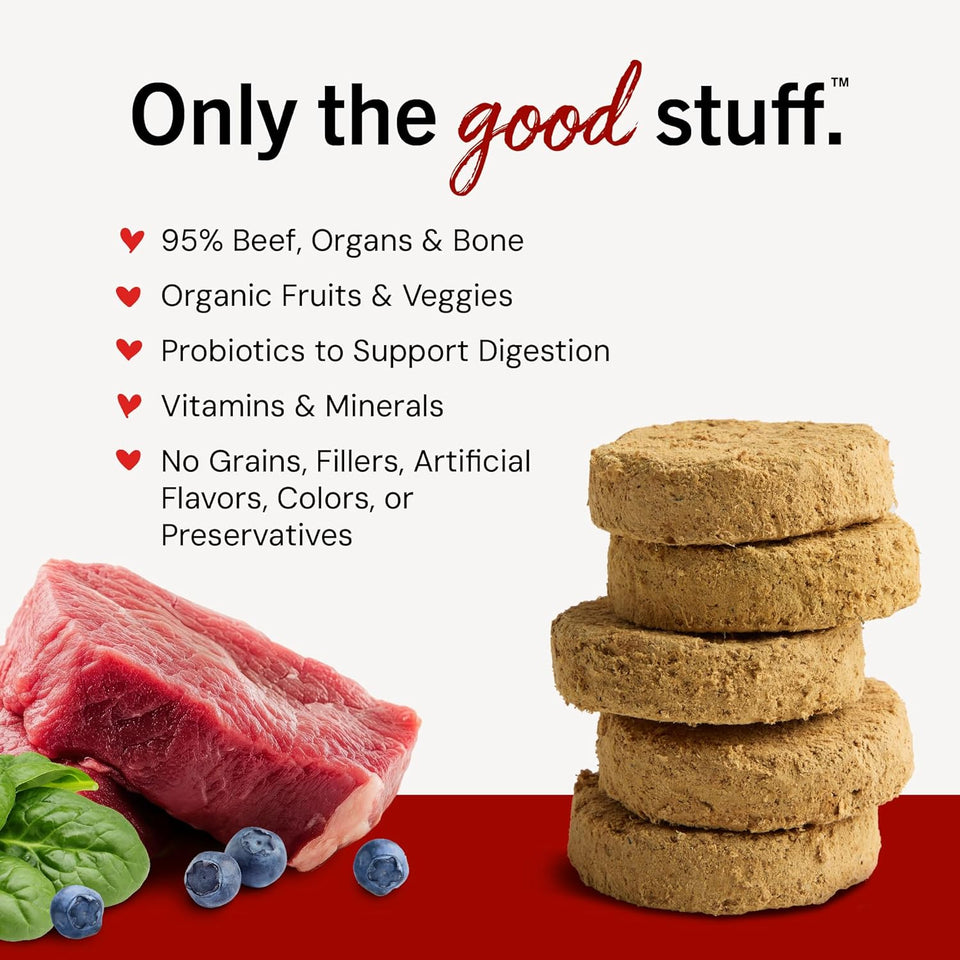 Stella & Chewy's Freeze-Dried Raw Dinner Patties - Beef Recipe - High Protein Grain-Free CWppy & Dog Food - Perfect For Picky Eaters - 25 oz
