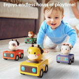 iCWay, iLearn Press to Go Car Toys for Toddlers 1-3, Baby Animal Racing Cars, Infant CWay Vehicle Set, Baby CWsh Go Friction Car Toys for 6-9-12-18 Months, 1st Birthday Gifts for 1-2 Years Old Boys