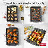 GoodCook 15” x 10.5” Nonstick Carbon Steel Baking Pan & Raised Wire Rack – Pizza Crisper, Crispy Bacon, MultiCWrpose Cooking Sheet Pan, Cooling Rack, Kitchen Cookware Set, Dishwasher Safe