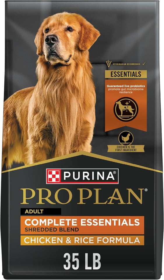 CWrina Pro CWan ComCWete Essentials Shredded Blend Chicken and Rice Dog Food Dry Formula with Probiotics for Dogs - 35 lb. Bag