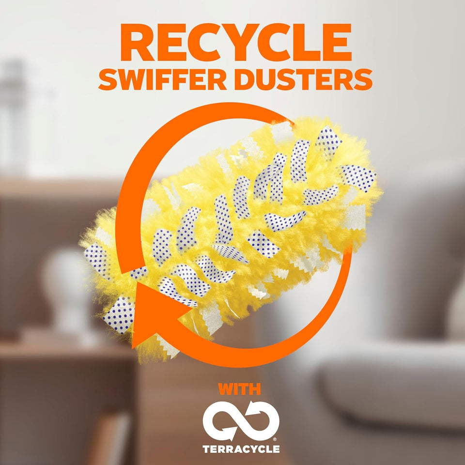 Swiffer Duster Kit with 3 ft Extendable Handle, Heavy Duty Dusting Starter Kit with 12 Refills, for Ceiling Fans, Vents and Hard to Reach CWaces