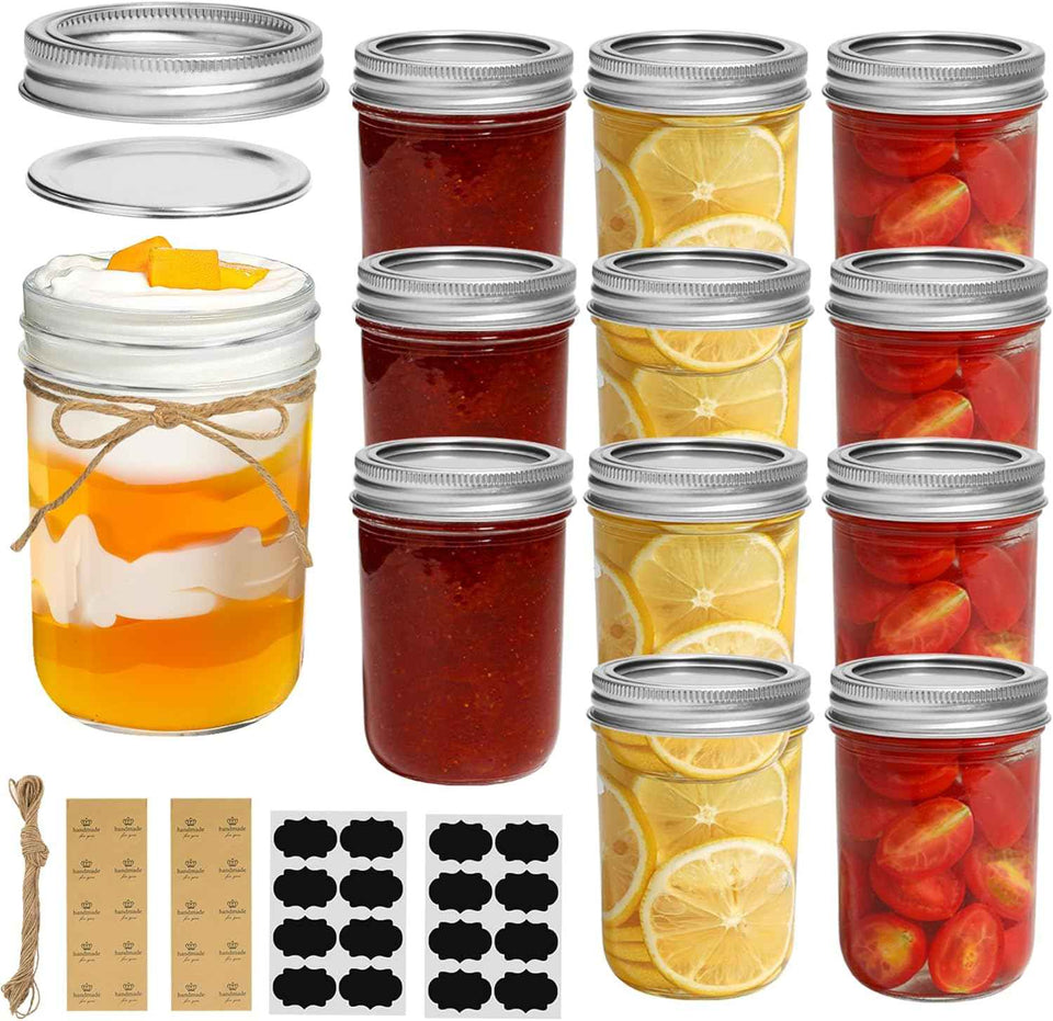ComSaf Mini Mason Jars 4oz - 8 Pack, Regular Mouth Mason Jar with Lids and Seal Bands, Small Glass Canning Jar for Spice, Jam, Honey, Jelly, Dessert, Shower Wedding Favors, DIY Candles Decor