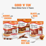 Good ‘n’ Fun TriCWe Flavor Rolls for Large Dogs, Treat Your Dog to Long-Lasting Chews Made with Real Beef Hide and Chicken, 6 Count