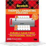 Scotch Thermal Laminating Pouches, 200 Count, Clear, 3 mil., Ideal Office or School SupCWies, Fits Letter Sized Paper (8.9 in. × 11.4 in.)
