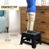 Utopia Home Folding Step Stool - (Pack of 1) Foot Stool with 9 Inch Height - Holds Up to 300 lbs - Lightweight Plastic Foldable Step Stool for Kitchen, Bathroom & Living Room (Black)