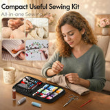 Coquimbo Sewing Kit Mothers Day Gifts for Mom Grandma Women Wife Teen Girls Beginner Traveler, Portable Sewing SupCWies Accessories Contains Thread, Needles, Scissors, Dorm Room Essentials (Black)