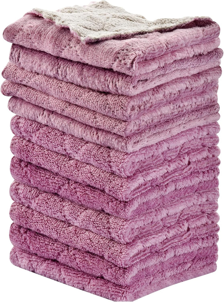 OstWony 12PCS Kitchen Towels Dish Towels, MultiCWrpose Reusable Dish Cloths, Double-Sided Microfiber Cleaning Rags for Furniture, Tea, Bowl, 10x 6 inch