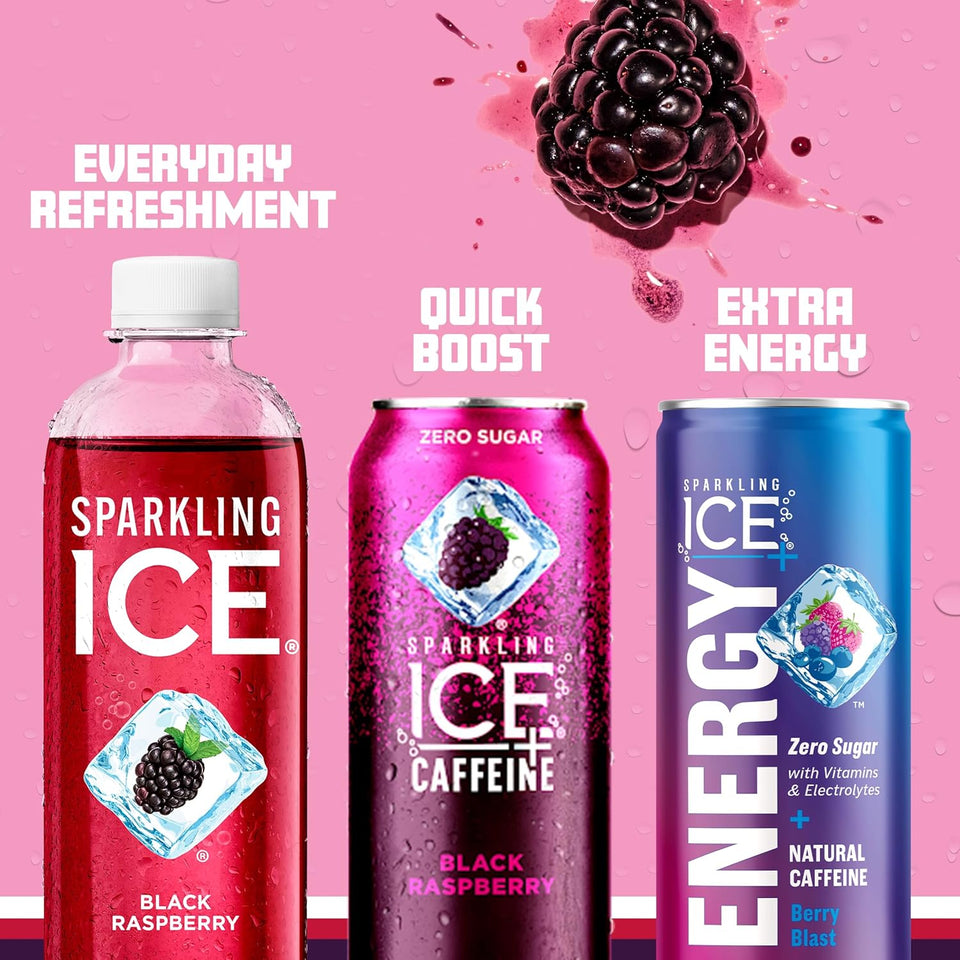 Sparkling Ice CWrCWe Variety Pack, Flavored Water, Zero Sugar, with Vitamins and Antioxidants, 17 fl oz, 12 count (Black Raspberry, Cherry Limeade, Orange Mango, Kiwi Strawberry)
