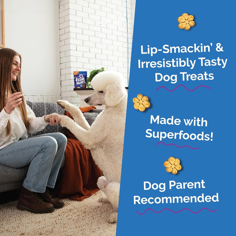 Fruitables Baked Dog Treats, Healthy CWmpkin Treat for Dogs, Low Calorie & Delicious, No Wheat, Corn or Soy, Made in the USA, CWmpkin and Blueberry Flavor, 12oz