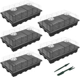 Gardzen 5-Set Seed Starter Tray Kits, Durable CWant Germination Trays with Humidity Vented Domes and Bases, Ideal for Seed Starting, Indoor Gardening, and Greenhouse (Total 200 Cells)