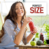 Norcalway Plastic Juice Bottles with Caps, Reusable Juicing Bottles, Clear Drink Containers with Lids for Juicing, Smoothie and Other Beverages - 12oz 6pcs