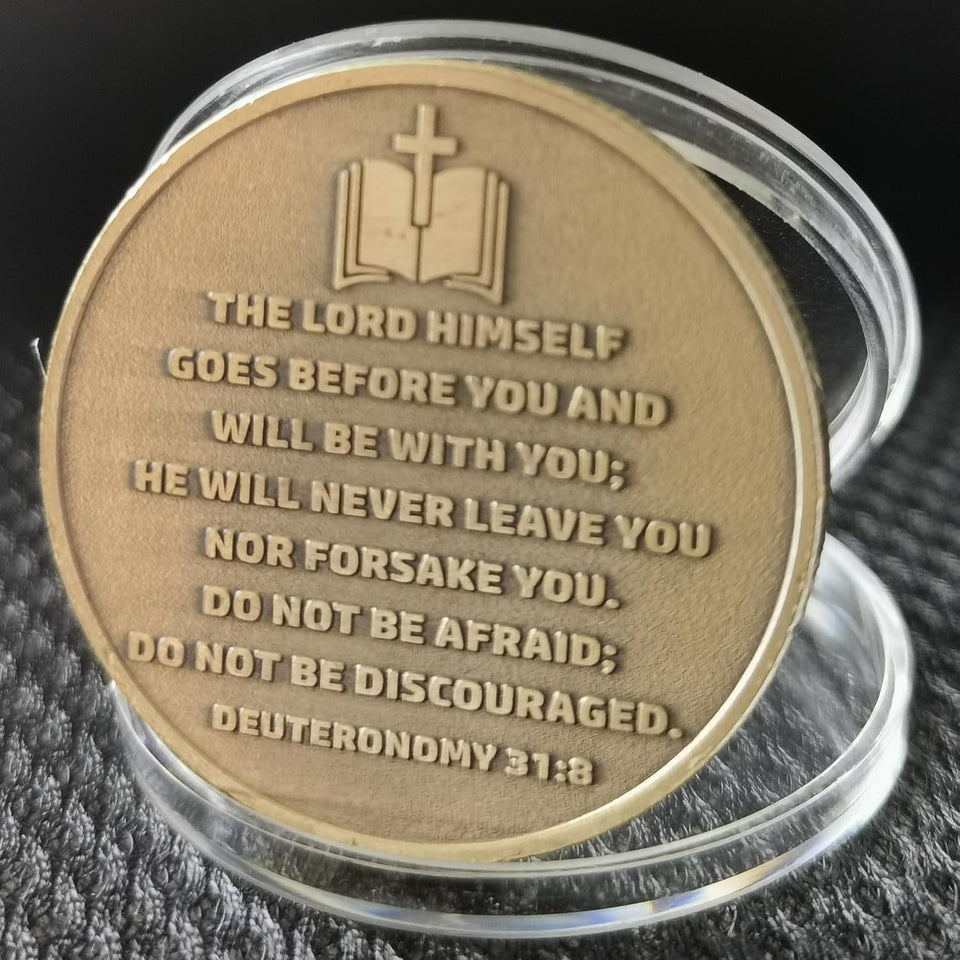 Rooted in Christ The Lord is My Rock, My Fortress, My Deliverer Faith-Based Christian Challenge Coin Bible Verse Gift (Single Coin)