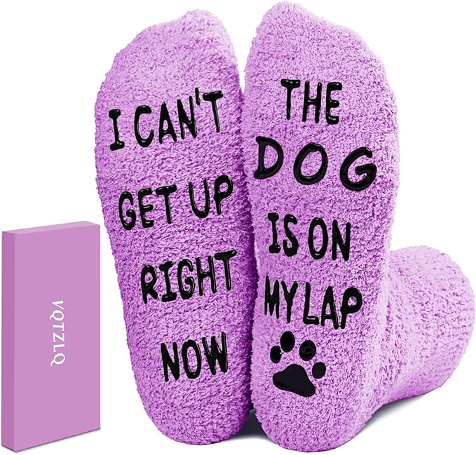 Mothers Day Gifts for Mom Wife Grandma Daughter, Gifts for New Mom Sister, Anniversary, Christmas Gift for Women Mom Dog Lovers, Valentines Day for Her Women, Funny Fuzzy Slipper Socks.
