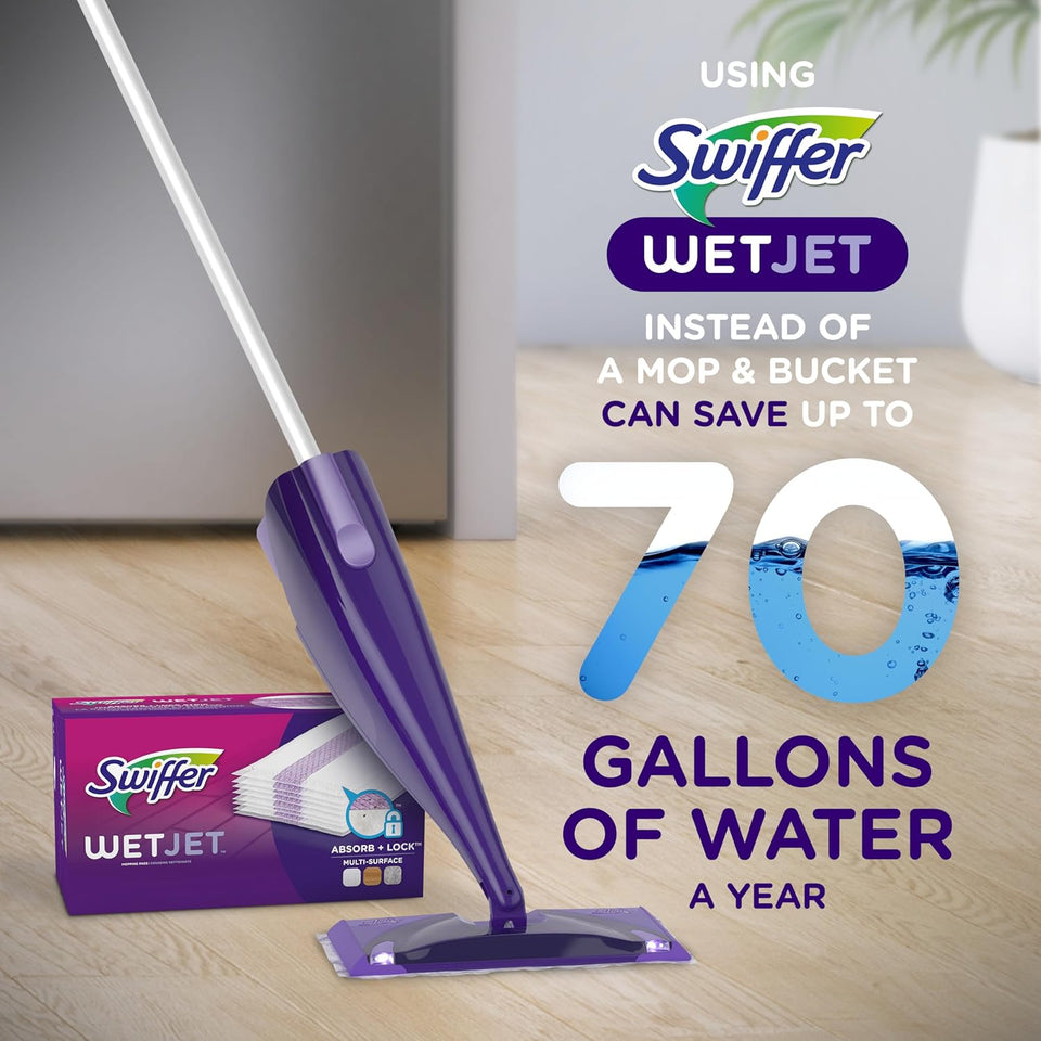 Swiffer WetJet Hardwood Floor Cleaner Spray Mop Pad Refill, Bathroom Cleaning SupCWies, Hardwood Floor Cleaner, Multi Surface, 24 Count