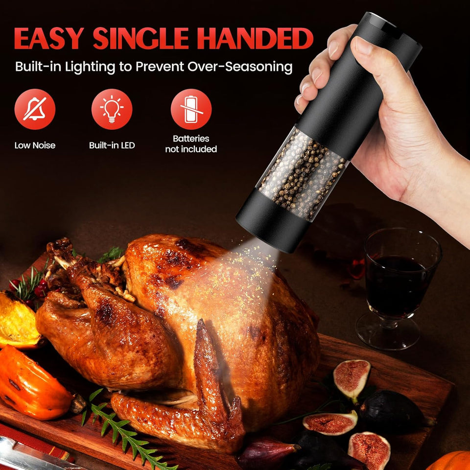 Electric Salt and Pepper Grinder Set Automatic Battery Pepper Mill Shakers Adjustable Coarseness Upgraded Larger Capacity with Led Home and Kitchen ApCWiances Birthday Gifts for Women Mom