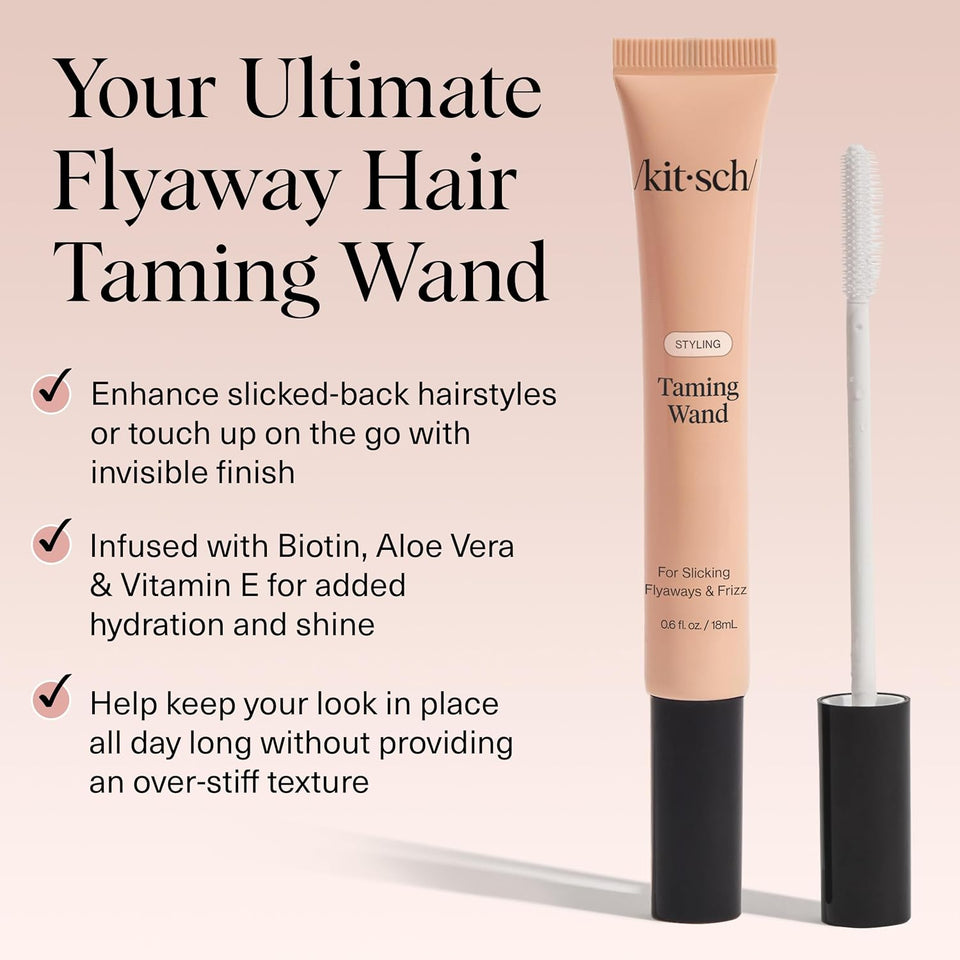 Kitsch Hair Taming Wand - Fly Away Stick For Hair with Biotin, Aloe & Vitamin E | Clear Hair Mascara for Flyaways, Slick Back Style | Travel Size | Ideal Gifts for Women & Mothers Day Gifts - 18mL