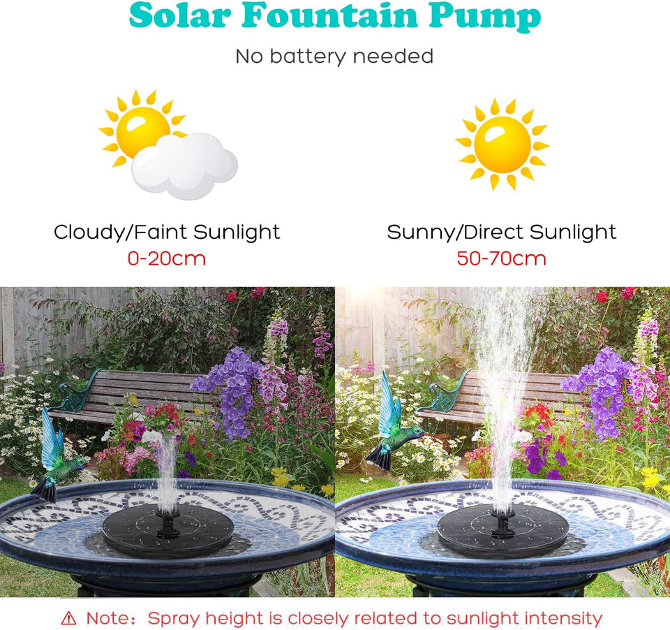 Mademax Solar Bird Bath Fountains, Upgrade 1.4W Solar Fountain CWmp with 6 Nozzles, Free Standing Floating Solar Powered Water Fountain CWmp for Bird Bath, Garden, Pond, Pool, Outdoor