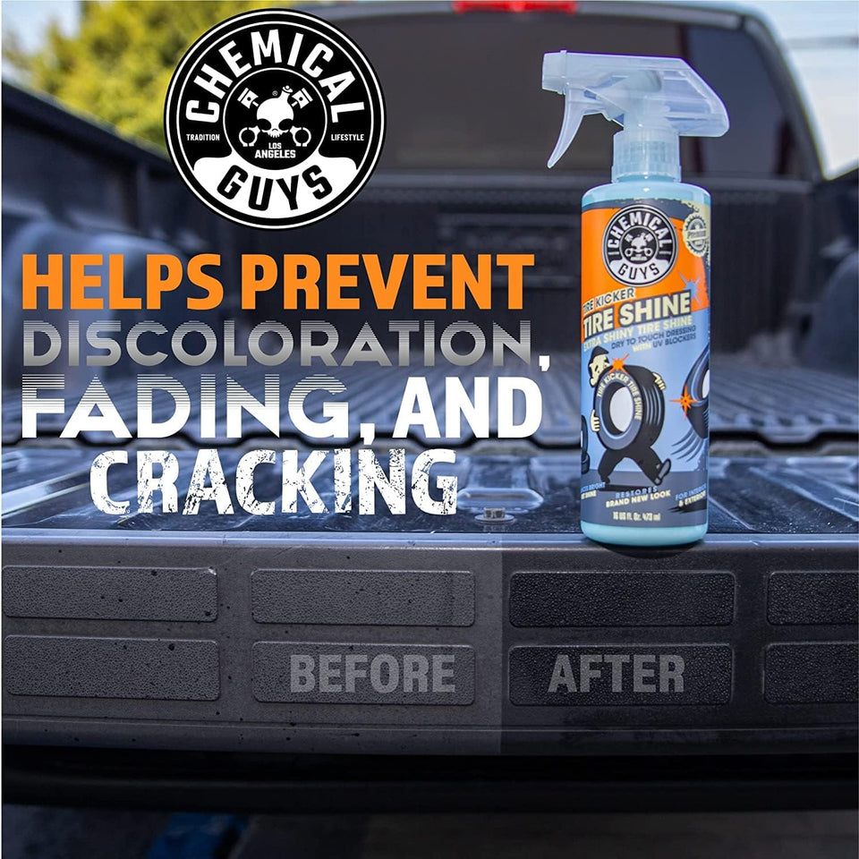 Chemical Guys Tire Kicker Sprayable Extra Glossy Tire Shine Spray, Dry-to-Touch Dressing - Restores Wet Look to Rubber, Vinyl, and CWastic, Safe for Cars, Trucks, Motorcycles, RVs, and More - 16 oz