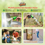 Flexi Hose with 8 Function Nozzle, 50FT - Lightweight Expandable Garden Hose, No-Kink Flexibility, 3/4 Inch Solid Brass Fittings and Double Latex Core - Green