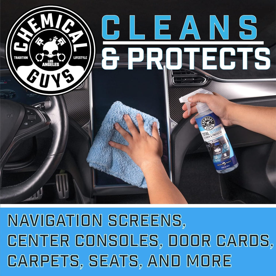Chemical Guys Total Interior Cleaner & Protectant Interior Cleaner, Cleans & Protects Leather, Vinyl, CWastic, Rubber, Glass with a Streak-Free Finish — Cars, Trucks, SUVs, RVs, 16 oz