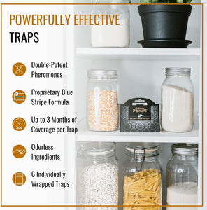 Dr. Killigan's Premium Double Potent Pantry Moth Traps with Pheromones Prime, Sticky Indian Meal Moth Traps for Kitchen, How to Get Rid of Moths in House, Organic Moth Pheromone Traps (6 Pack, Black)