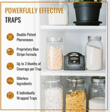 Dr. Killigan's Premium Double Potent Pantry Moth Traps with Pheromones Prime, Sticky Indian Meal Moth Traps for Kitchen, How to Get Rid of Moths in House, Organic Moth Pheromone Traps (6 Pack, Black)