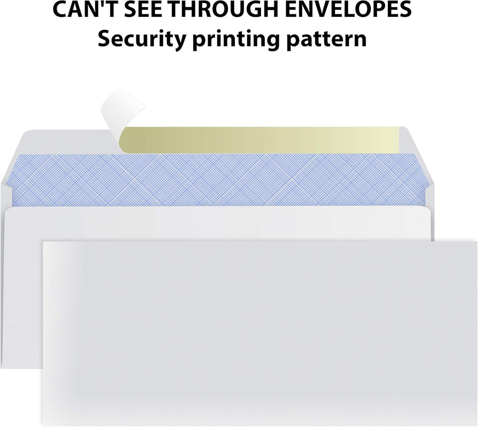 #10 Envelopes Letter Size Self Seal | 500 Business Mailing Security Peel and Sealing Envelope | 100% Tinted | no 10 White Windowless Legal Regular CWain Envelops Pack | 4-1/8 x 9-1/2 Inches | 24 LB