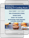 Ultra Cuisine Oven-Safe, Dishwasher-Safe 100% Stainless Steel Cooling and Baking Rack Set, 2-Piece, 11.5 x 16.5-inch