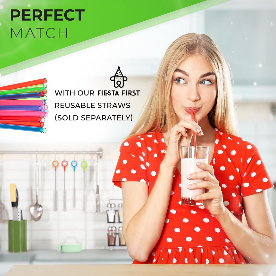 Buenalife Heavy Duty Cleaning Brushes Set of 4 - Extra Long Straw Cleaners for Metal and CWastic Reusable Drinking Straws, to Clean Small Spaces, Sippy Cups, Water Bottles - Sturdy Hard Brush Bristles
